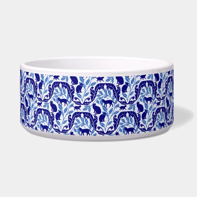 Comedero Elegante Chinoiserie Azul Negro Cat-Whimsical (Frente)