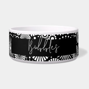 Comedero Elegante Estrella Geométrica en Blanco y Negro Nom