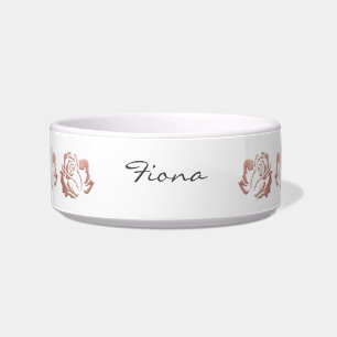 Comedero Elegante Grabado en relieve de Oro Rosa Blanca Ros