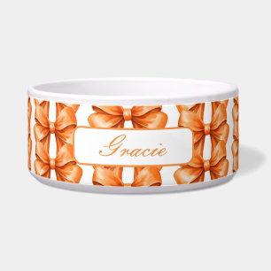 Comedero Elegante Naranja Bow Dog