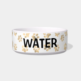 Comedero Elegante Paw Imprimir Gato O Perro De Agua Blanco