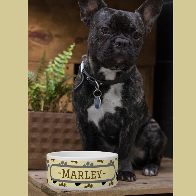 Comedero Elegante Perro mascota garras crema tazón mascota  (Elegant Dog pet paws cream customized pet bowl)