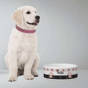 Comedero Elegante Rosa de Oro y Carbón Tazón de Mascotas Pe