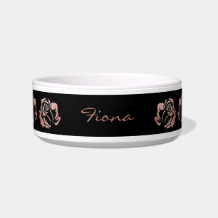 Comedero Elegante Rosa negro Grabado en relieve de oro Rosa