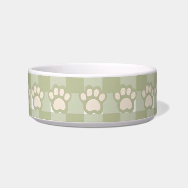 Comedero Elegante tazón mascota Green Gingham (Frente)