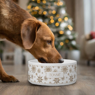 Comedero Elegantes Navidades de oro de copo de nieve en inv