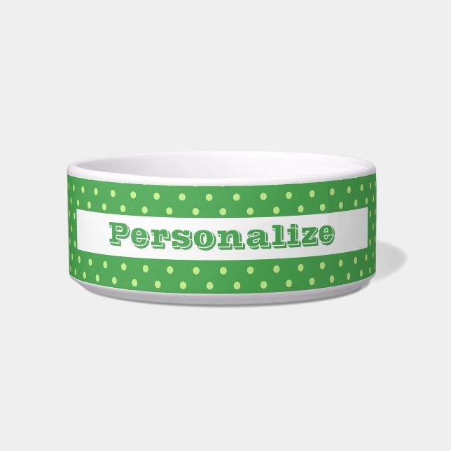 Comedero Elegantes puntos de Polka Retro Verde Y Lime Para  (Frente)