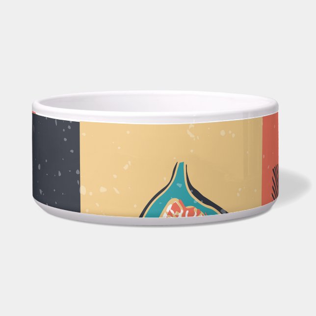 Comedero Elementos Naturales, Iconos De Estilo Retro. (Frente)