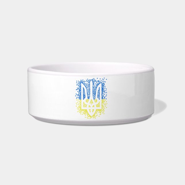 Comedero Emblema ucraniano trident tryzub esparce corazones (Frente)