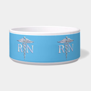 Comedero Enfermera inscrita RN Silver Como Caduceus Baby Bl