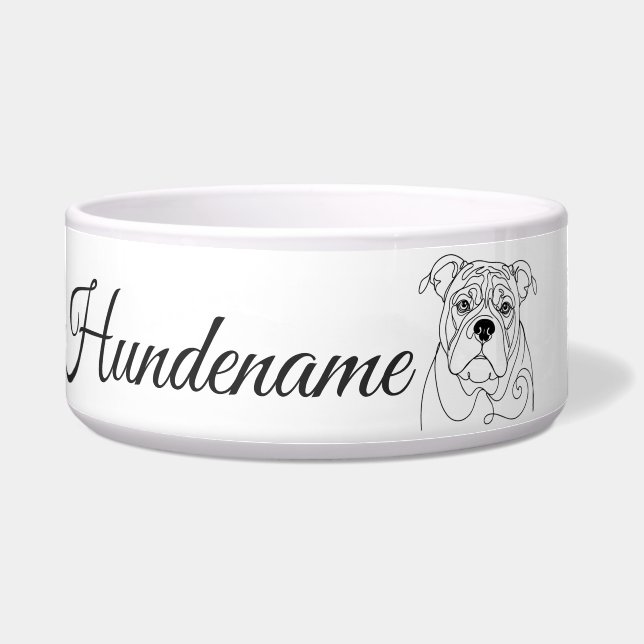 Comedero English Bulldog Line Art personalized bowl (Frente)