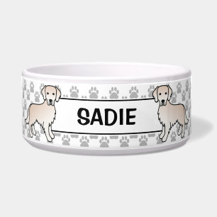 Comedero English Cream Golden Retriever Dog With Pet's Name