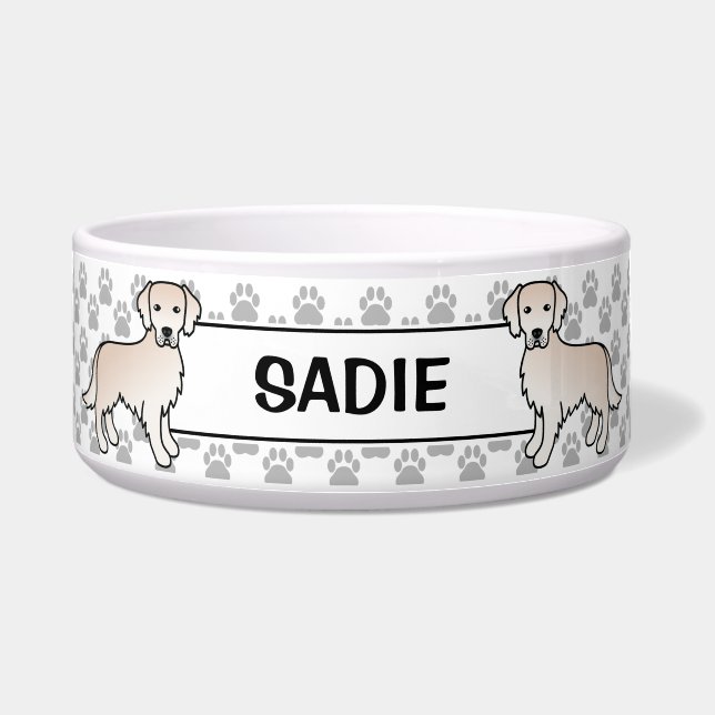 Comedero English Cream Golden Retriever Dog With Pet's Name (Frente)