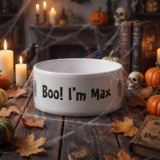 Comedero Equipo de Boo de Paw Espeluznante Personalizado de