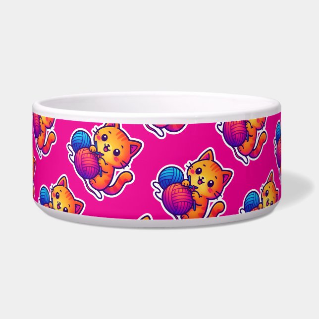 Comedero Escena de punto de gato kawaii con sobredimensiona (Frente)