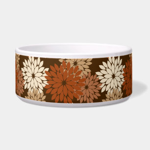 Comedero Estampa de kimono floral moderno, marrón oscuro y