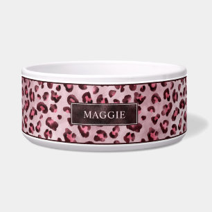 Comedero Estampado Animal Leopardo Rosa Con Hojas De Hoja Y