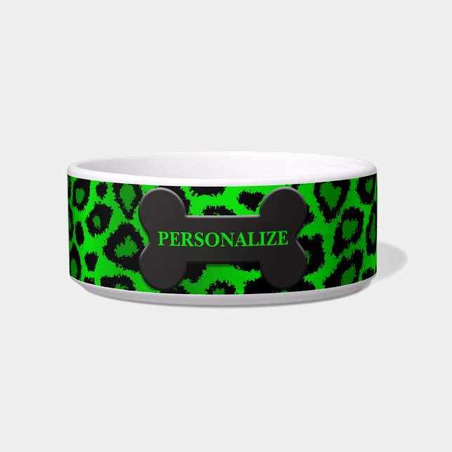 Comedero Estampado Animal Leopardo Verde Lima (Frente)