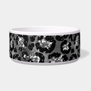 Comedero Estampado de leopardo negro y gris plateado