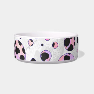 Comedero Estampado de lunares negros y rosados dálmata