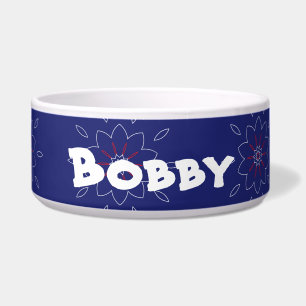 Comedero Estampado floral azul personalizado