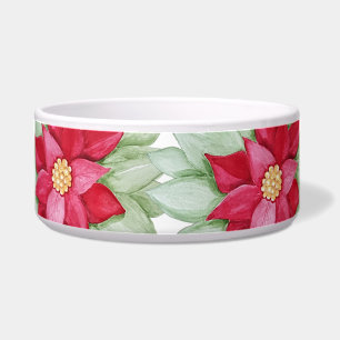 Comedero Estrella de Navidad Poinsettia Acuarela Pintada a 