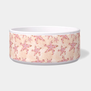 Comedero Estrellas de mar y coral patrón pastel rosa