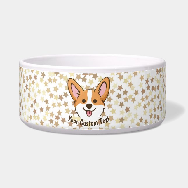 Comedero Estrellas de perro de cachorro galés personalizada (Frente)