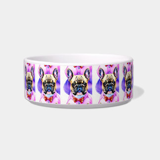 Comedero Fancy French Bulldog Watercolor Pet Bowl