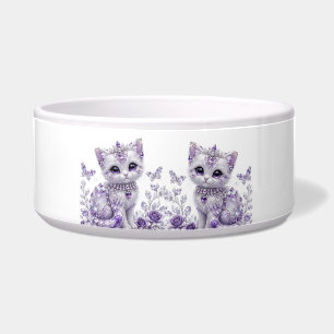 Comedero Fantasia de Gatito Enjoyada de Púrpura Real