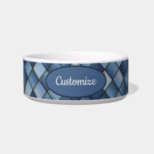 Comedero Faux Denim Patchwork personalizado