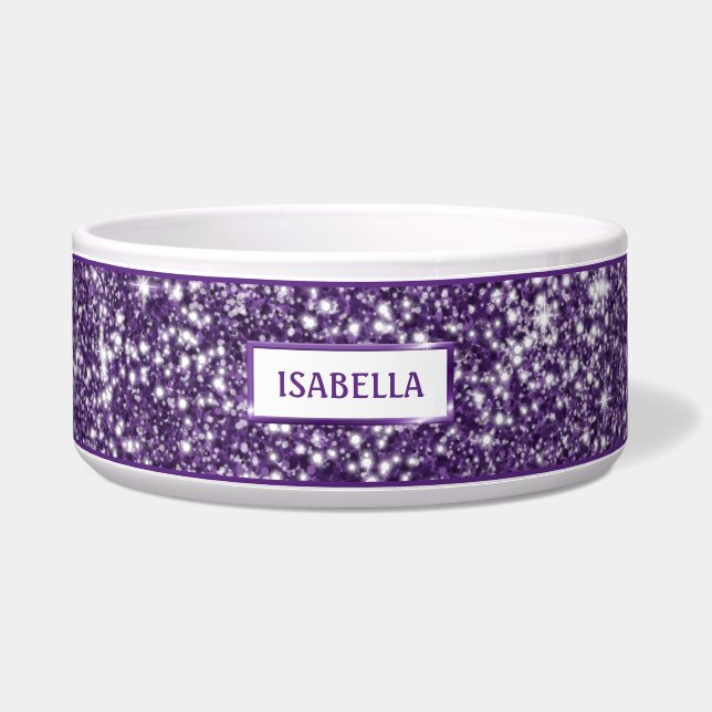 Comedero Faux Purple Purpurina Textura Look & Your Mascota  (Frente)