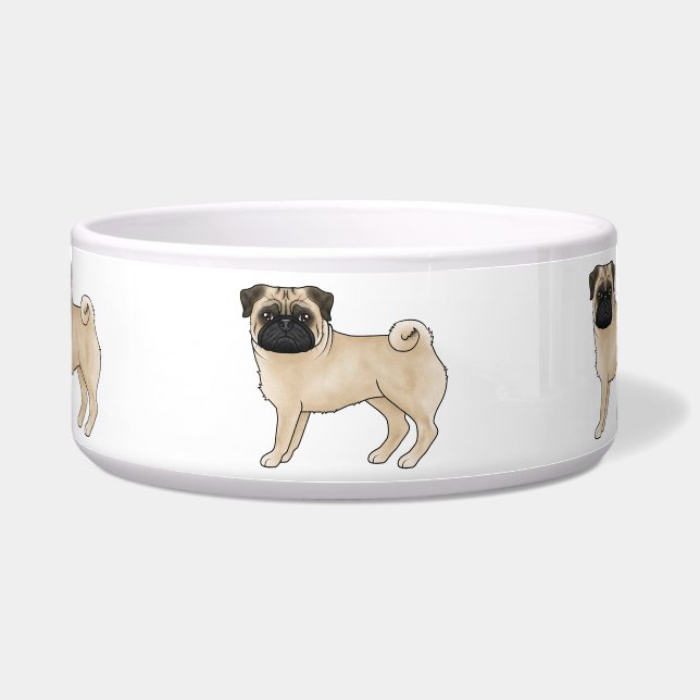 Comedero Fawn Pug Dog Ropa De Ropa De Perros Ilustrados (Frente)
