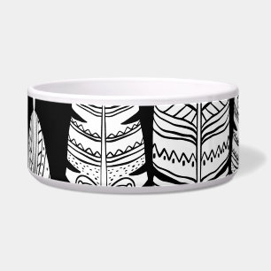 Comedero Feathers boho: patrón blanco y negro