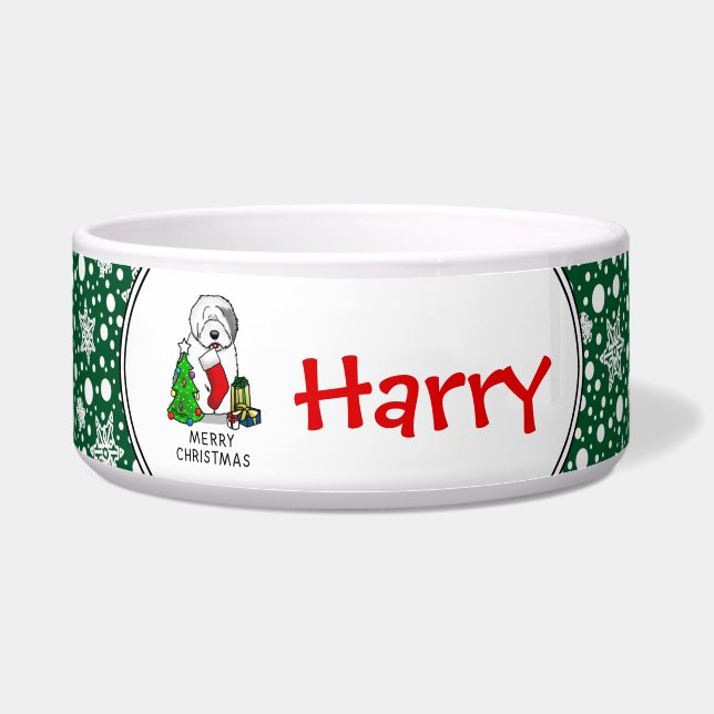 Comedero Feliz Árbol de Navidad 2 viejo perro de oveja ingl (Frente)