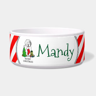 Comedero Feliz Árbol de Navidad 2 viejo perro de oveja ingl