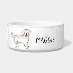 Comedero Feliz Cream Golden Retriever Cute Dog Con Nombre