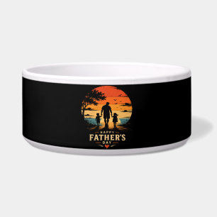 Comedero Feliz Día del Padre Atardecer Retro Papá Hijo