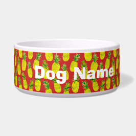 Comedero Fiesta de piña Mascota rojo personalizado agua o c