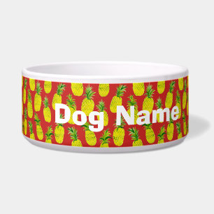 Comedero Fiesta de piña Mascota rojo personalizado agua o c