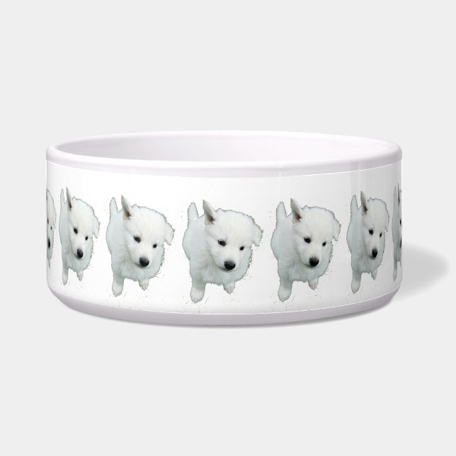 Comedero Flauta fotografía de cachorro blanco (Frente)