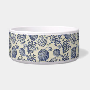 Comedero Flor azul anticuada impresa floral