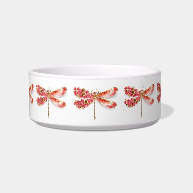 Comedero Flor libélula con sakura de joyas (Frente)