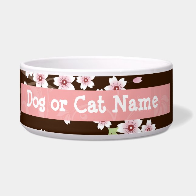 Comedero Flor personalizada de dogwood rosa/marrón (Izquierda)