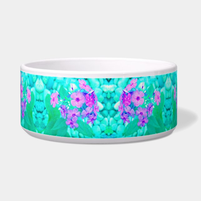 Comedero Flor Phlox de jardín rosado en Aquamarine (Derecha)