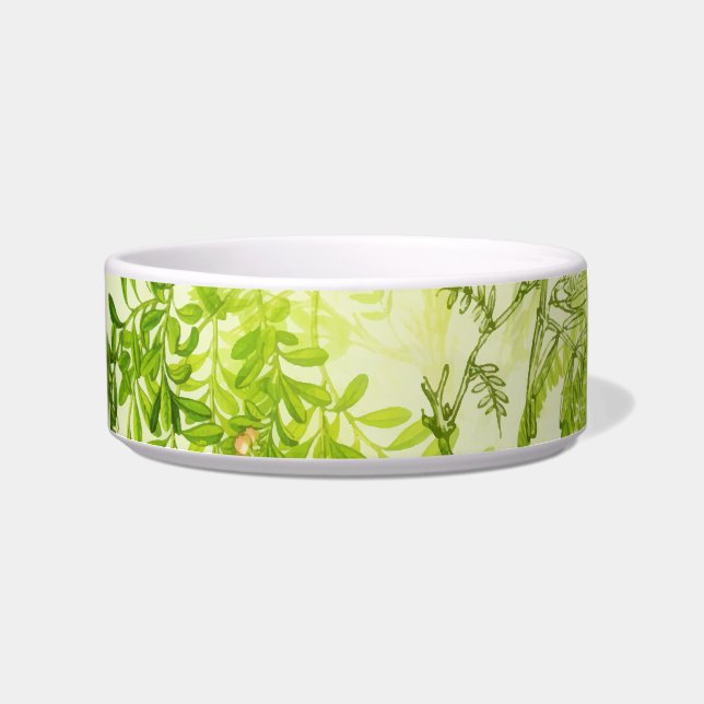 Comedero Flor silvestre de hojas botánicas de bosque verde  (Frente)