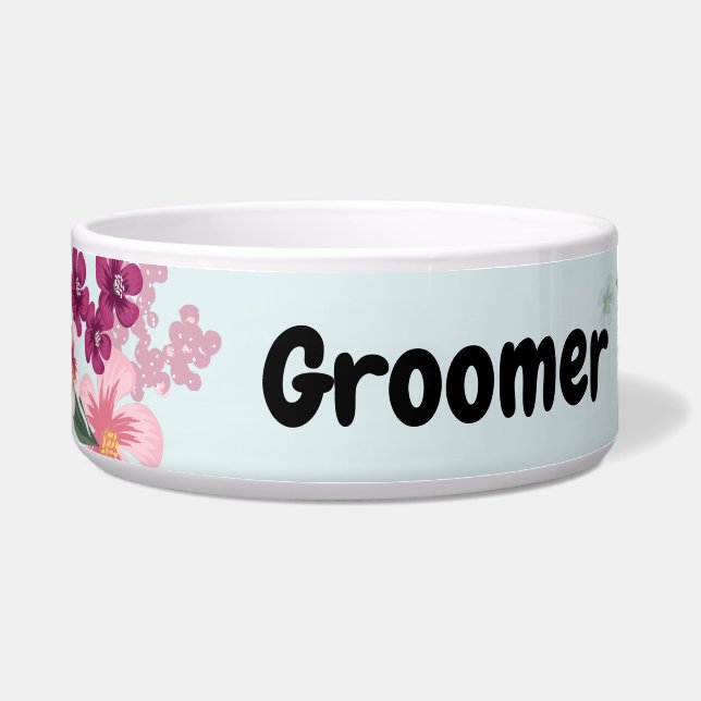 Comedero Flor tropical personalizada de bollos de mascotas  (Frente)