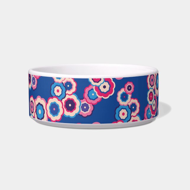 Comedero Floral azul retro (Frente)