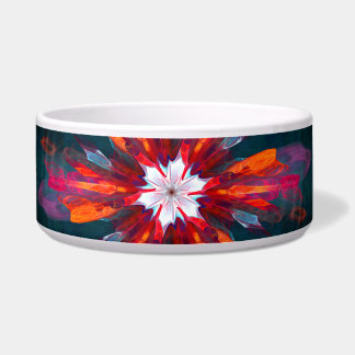 Comedero Floral Mandala Flores Naranja Azul Rojo Resumen