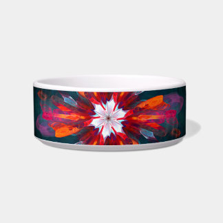 Comedero Floral Mandala Flores Naranja Azul Rojo Resumen